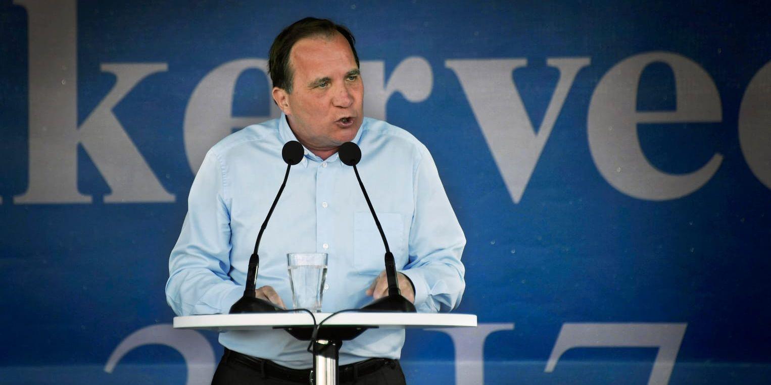 Statsminister Stefan Löfven talar på Spånga IP under politikerveckan i Järva. Arkivbild.